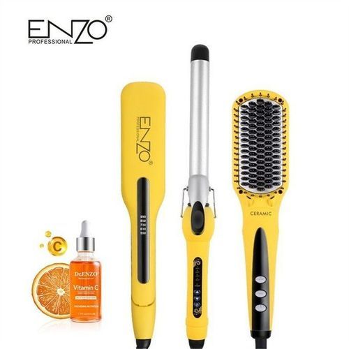 PACK 3en1 styling set (Lisseur Boucleur plus brosse) jaune